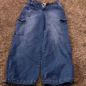 Casual Blue Denim Cargo Pants